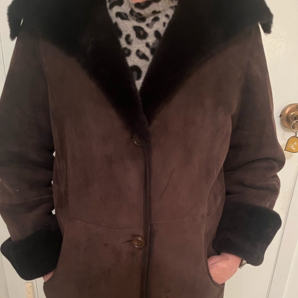 Cole Haan Brown Shearling Coat - Size L
